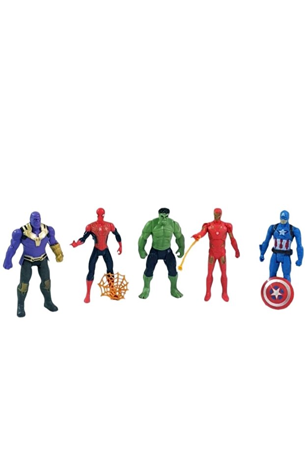 Spiderman,hulk,kaptan Amerika,ıronman(DEMİR ADAM) ,thanos Avengers 2 Karakter Figür 5'li Set - 1