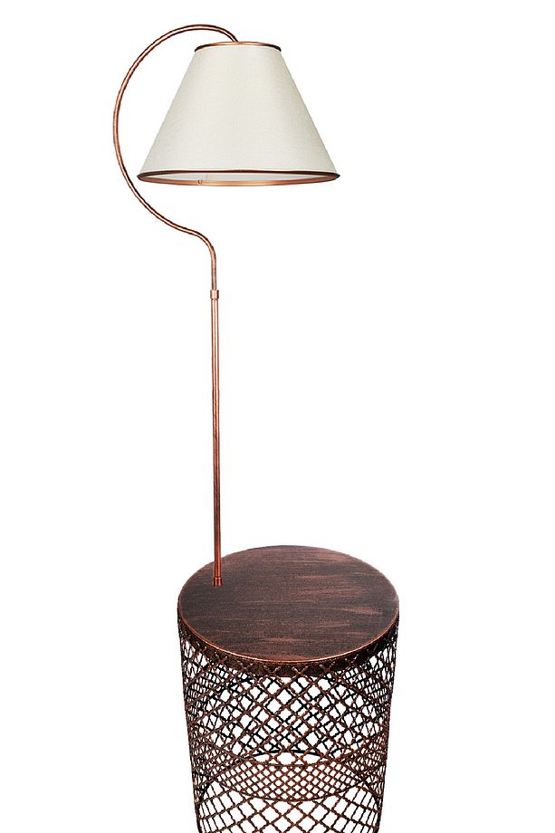 Aydınlatma Lambader Bronz Sehpalı Elips Siyah Bakır Patine (BRONZ ÇEMBER) Krem Şapka - 4