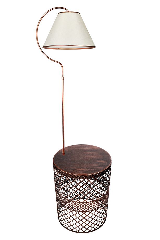 Aydınlatma Lambader Bronz Sehpalı Elips Siyah Bakır Patine (BRONZ ÇEMBER) Krem Şapka - 5
