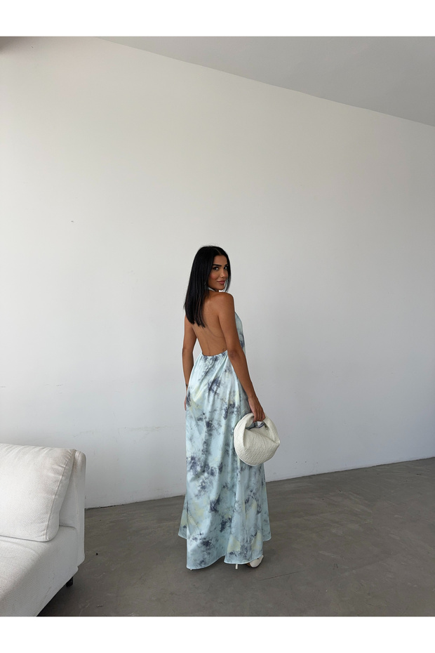 Rochie maxi din satin cu model - 6