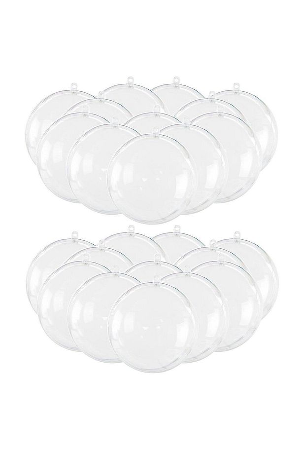 Şeffaf Mika Küre - Yılbaşı Çam Ağacı Süsleme - 24 Adet Asılabilir Plastik Top - 8 cm - 1