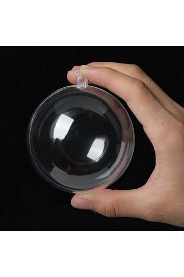 Şeffaf Mika Küre - Yılbaşı Çam Ağacı Süsleme - 24 Adet Asılabilir Plastik Top - 8 cm - 2