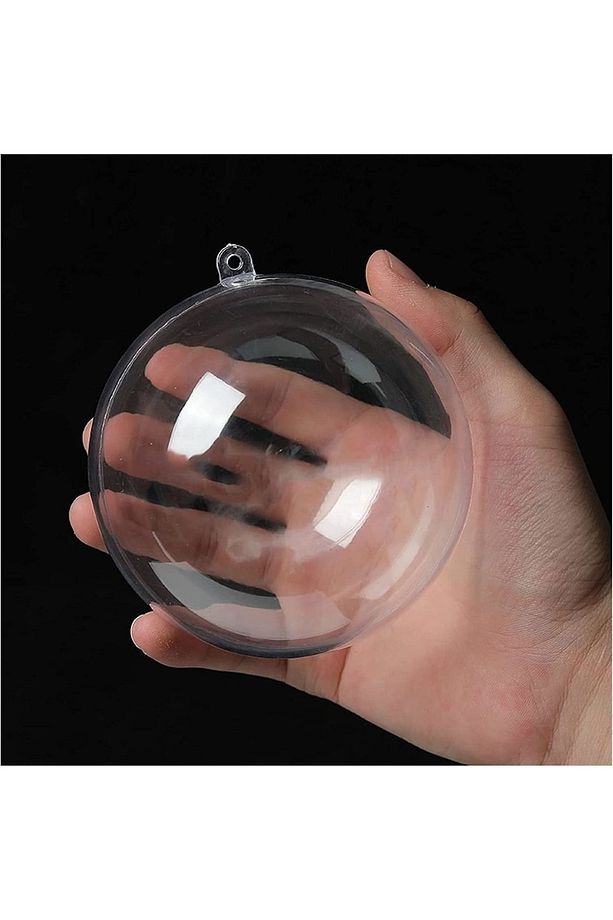 Şeffaf Mika Küre - Yılbaşı Çam Ağacı Süsleme - 1 Adet Asılabilir Plastik Top - 10 Cm - 1