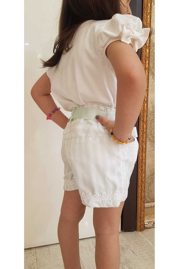 Kız Çocuk Çizgili %100 Polyester Şort 1/2/3/4/5/6/7/8 Yaş - 3