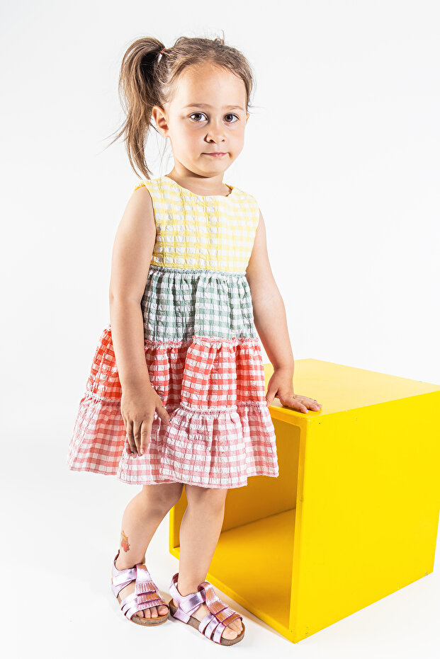 Gingham Patterned Colorful Summer Baby Girl/Kids Dress