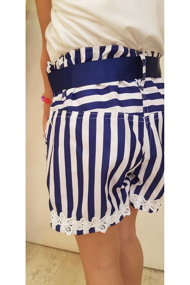 Kız Çocuk Çizgili %100 Polyester Şort 1/2/3/4/5/6/7/8 Yaş - 5