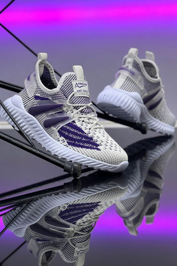 Children's Unisex Daily White Purple Elastic Comfortable Breathable Knitwear Flexible Light Stylish Sneaker Sports Shoes