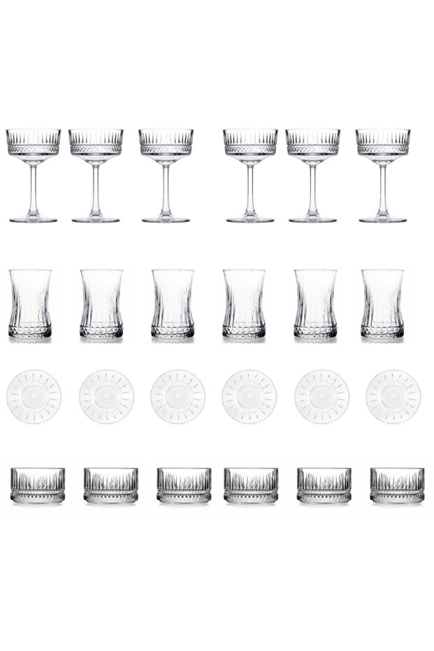 Elysia 24 Piece Tea Set, Presentation, Cocktail Glass and Snack Bowl Set