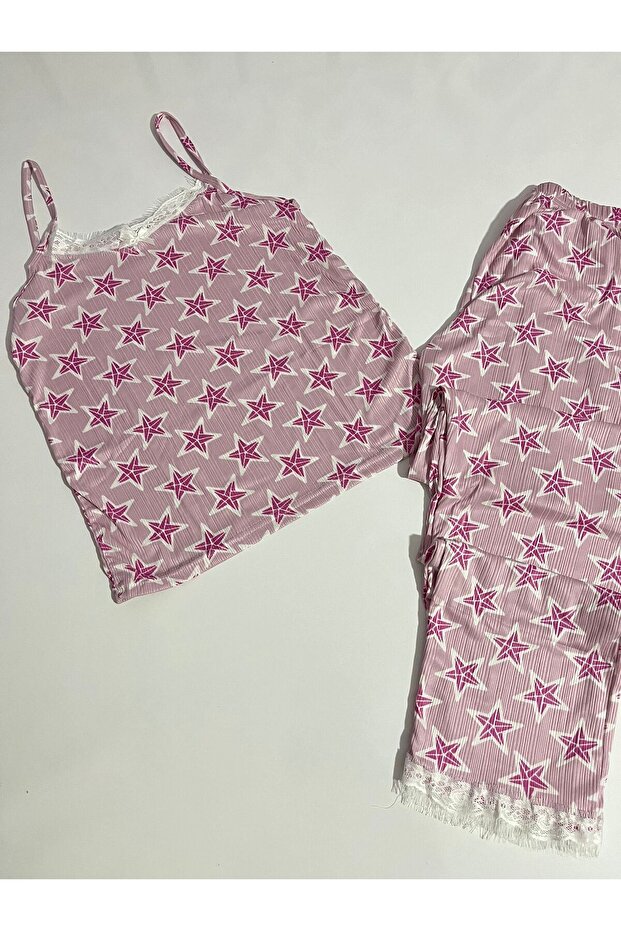 طقم بيجامة بحزام منقوش - 2