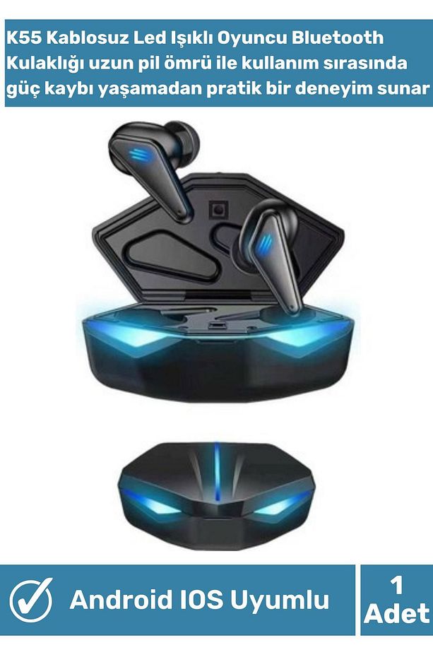 Ios Android Uyumlu Kablosuz Ledli Bluetooth Oyuncu Kulaklığı Stereo - 1
