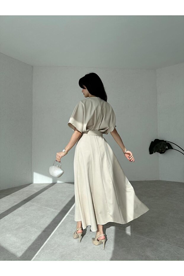 Rochie midi de damă cu detaliu curea - 4