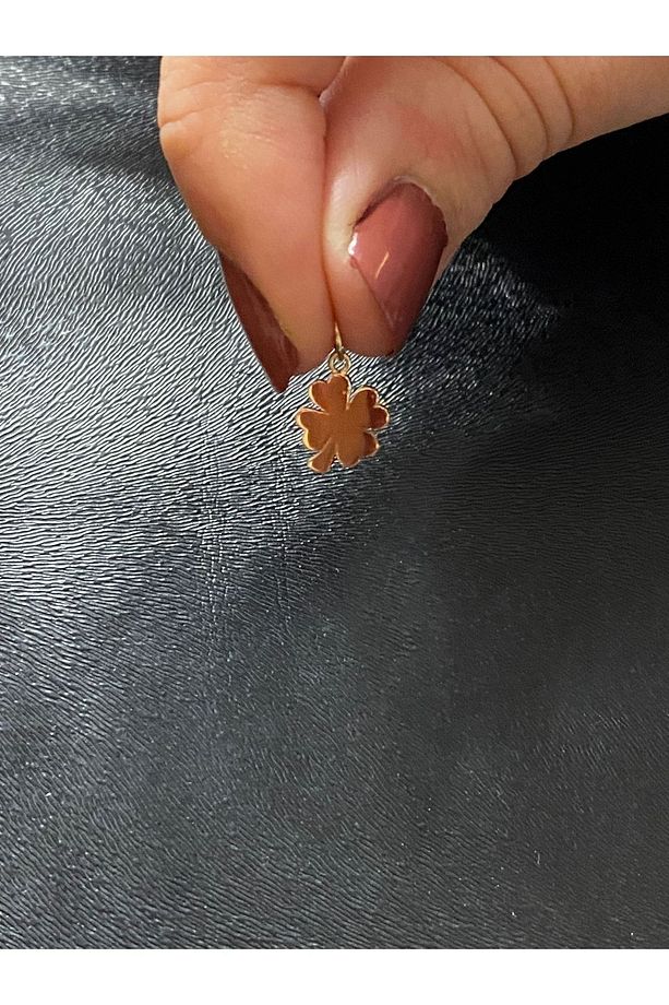14 Ayar Sarı Altın Yonca Kolye Ucu - 4