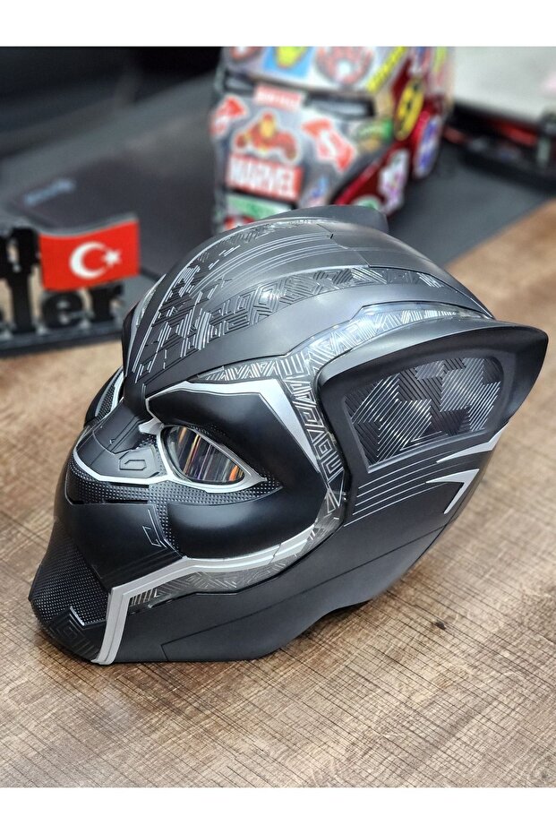 Siyah Panter Black Panther 3D Elektronik Kask - 5