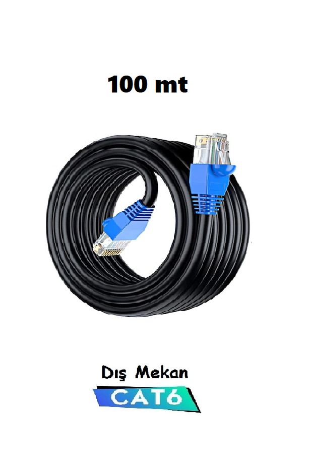 100 Metre Cat6 Dış Mekan İnternet Ethernet Kablo Rj45 Utp Patch Yüksek Hız 2 Katmanlı (Test Edilir) - 1