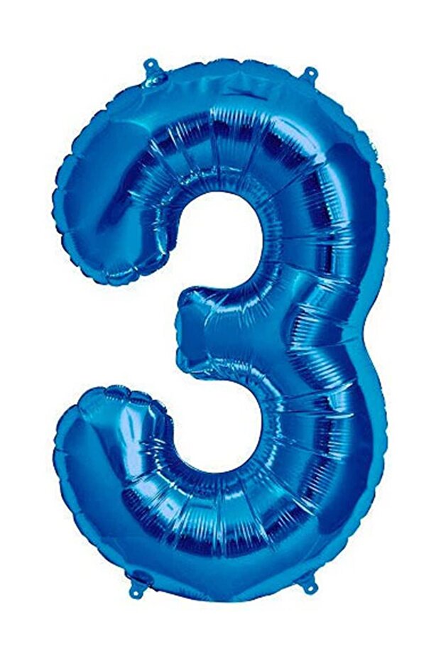 Number 3 Blue Foil Balloon 34 inches (76-82 cm)