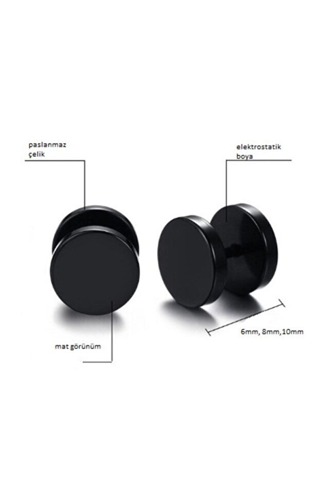 Dumbel Black Barbell Steel Earrings