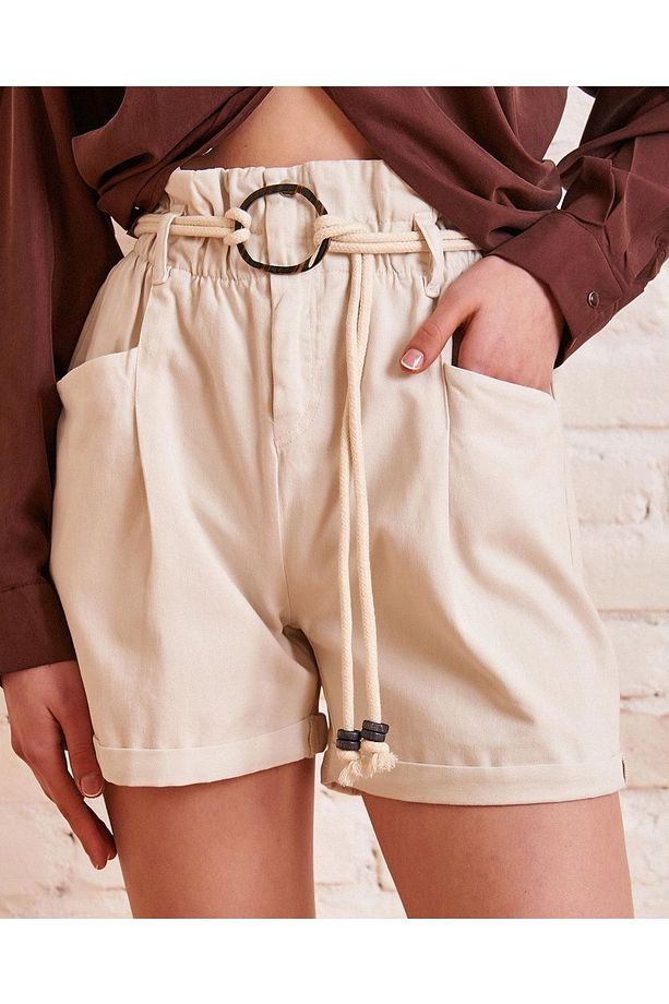 Duble paça kemetli Gabardin Şort - 1