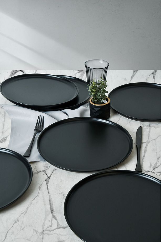 Mat Siyah Nordic Servis Tabağı 28 cm 6 Adet 956 - 1