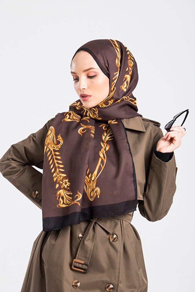 Black Brown Shawl Pavia Series 90x200 Cm With Scarf Hanger And Gift Set