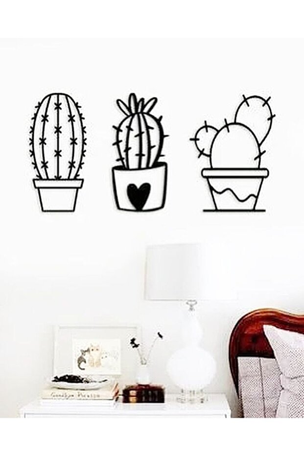 3LÜ AHŞAP KAKTÜS SETİ - 1