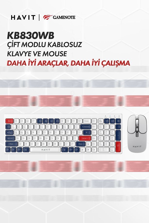KB830WB Kablosuz Klavye Mouse Set - 2.4Ghz ve Bluetooth - 3