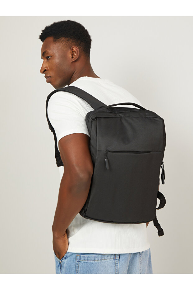 حقيبة ظهر بسحاب أمامي مع منفذ USB - 2