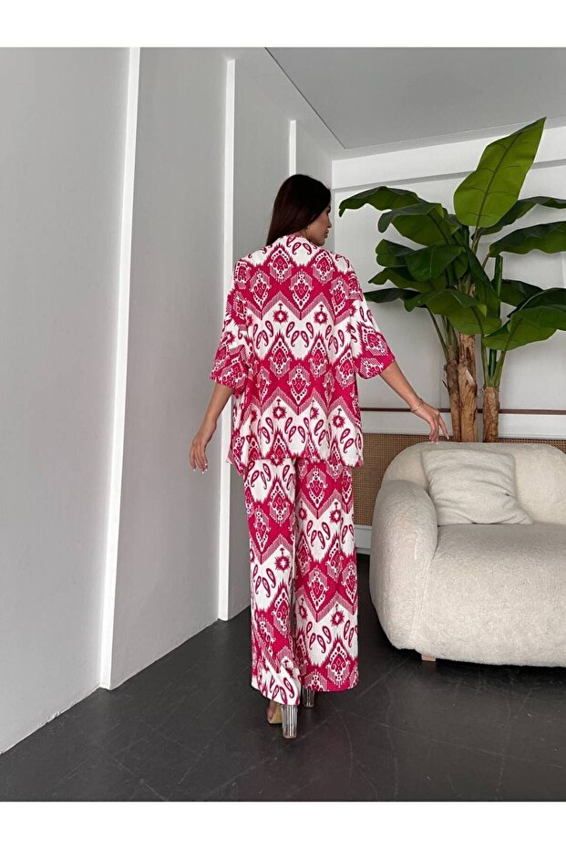 Patterned Double Kimono Set (Comfortable Fit) - 3