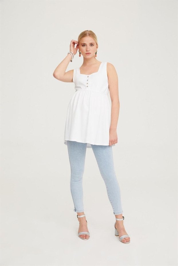 Hamile Beyaz Bluz Tunik 1075