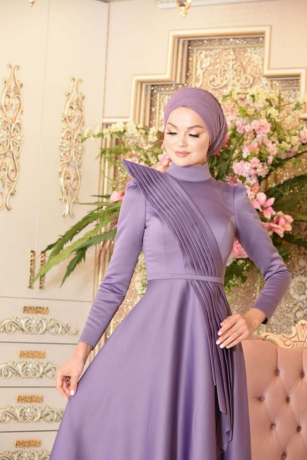 Mehtap Lila Abiye Elbise - 5