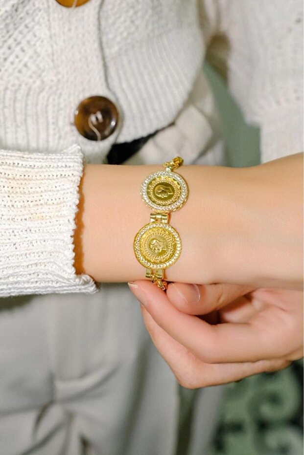 8 Ayar Çeyrekli Pullu 2li Bileklik - 4