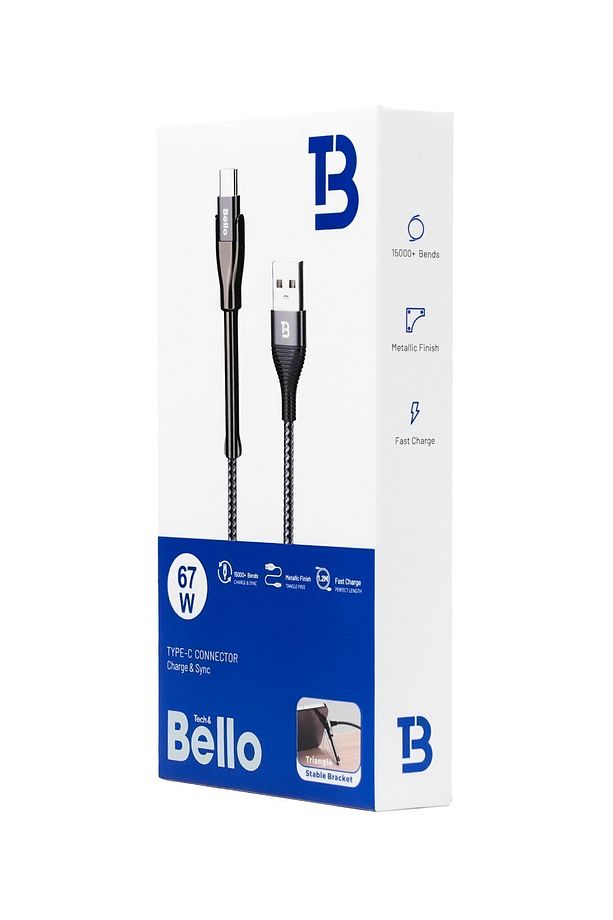 Usb A To Type-c 5a Hızlı Şarj Data 1.2m Örgülü Ve Alüminyum Standlı Kablo - 4