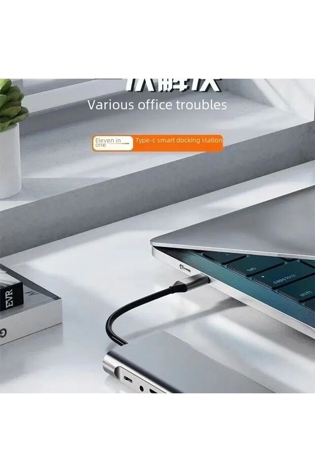 Macbook Pro Air Type C Hub Pd Şarj Hdmı Sd Network Vga Girişli 11 In 1 Hub Çevirici Dönüştürücü - 4