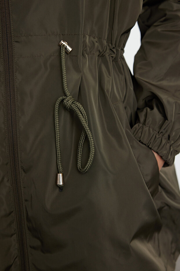 Khaki Oversize Kurtka Przeciwdeszczowa Z Kapturem VIBRATION TWOAW24MO00160 - 4