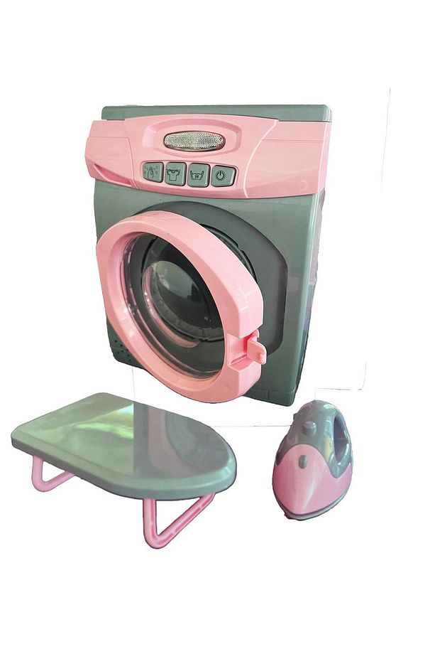 Işıklı, Sesli Oyuncak Çamaşır Makinesi, Ütü ve Ütü Masası 3'lü Set - 1