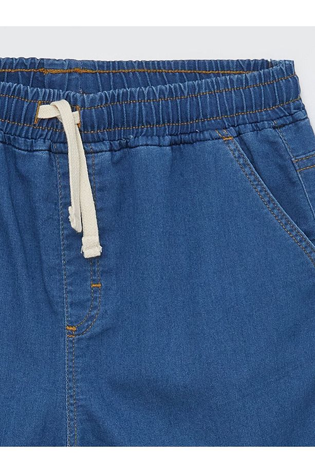 Rahat Kalıp Beli Lastikli Erkek Çocuk Jean Şort - 3