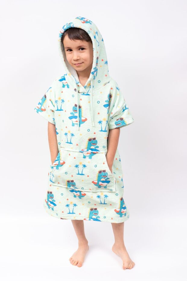 Beach Towel Children's Poncho (dinosaur printed)
