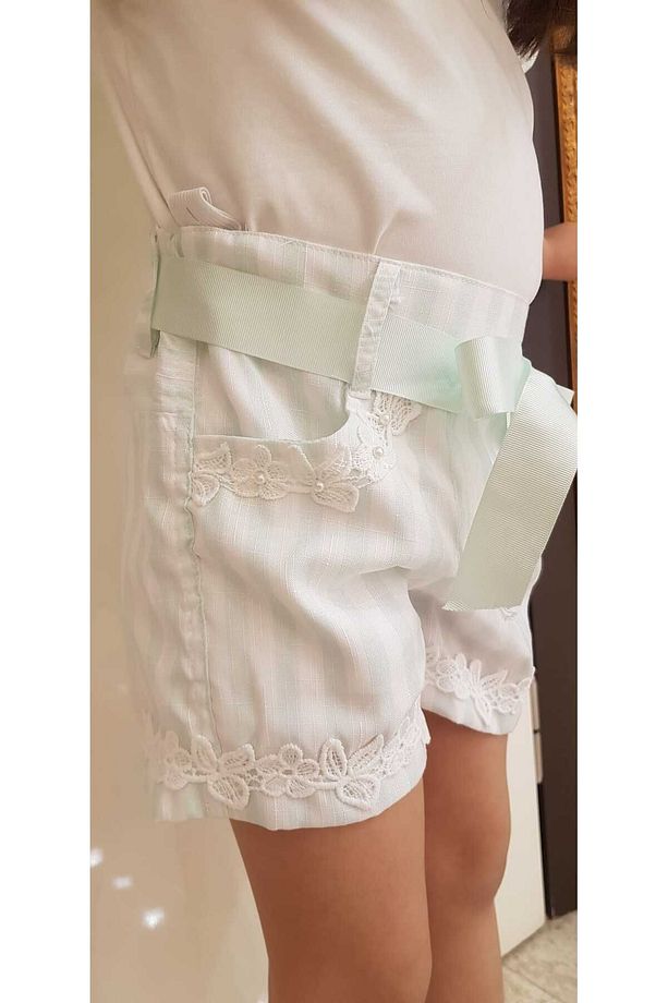 Kız Çocuk Çizgili %100 Polyester Şort 1/2/3/4/5/6/7/8 Yaş - 4