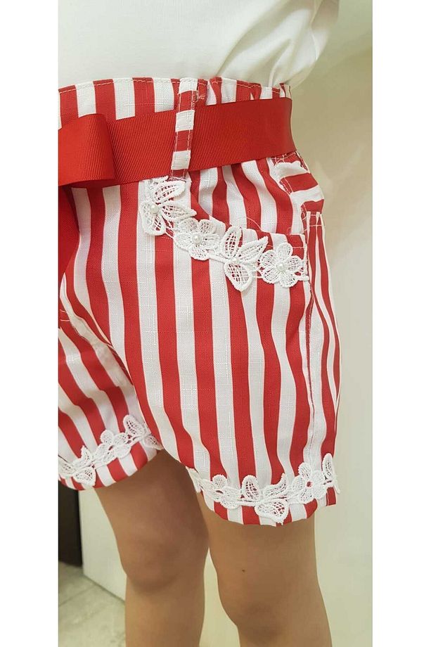 Kız Çocuk Çizgili %100 Polyester Şort 1/2/3/4/5/6/7/8 Yaş - 3