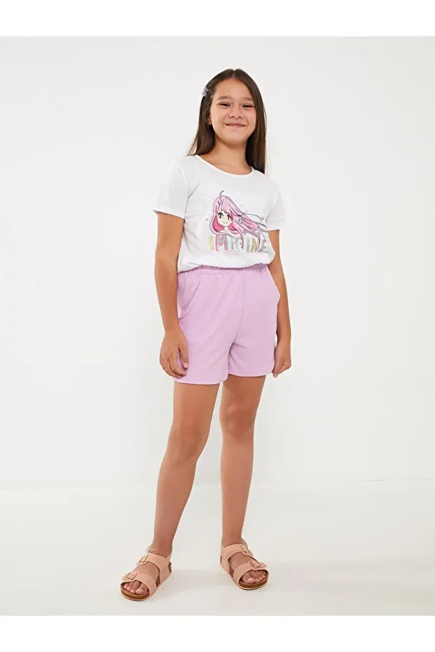 LCW Kids Beli Lastikli Kız Çocuk Şort - 2