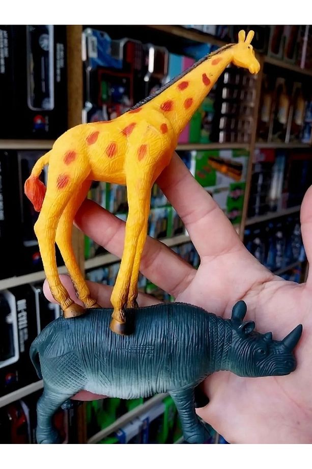 Crazoo Marka Çita Gergedan Aslan Kaplan Zebra Zürafa 6 Parça Oyuncak Büyük Vahşi Hayvan Set - 4