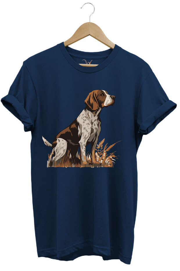 Beagle Hunting Dog Hunting Printed Wild Life Nature Regular Fit Navy Blue T-Shirt