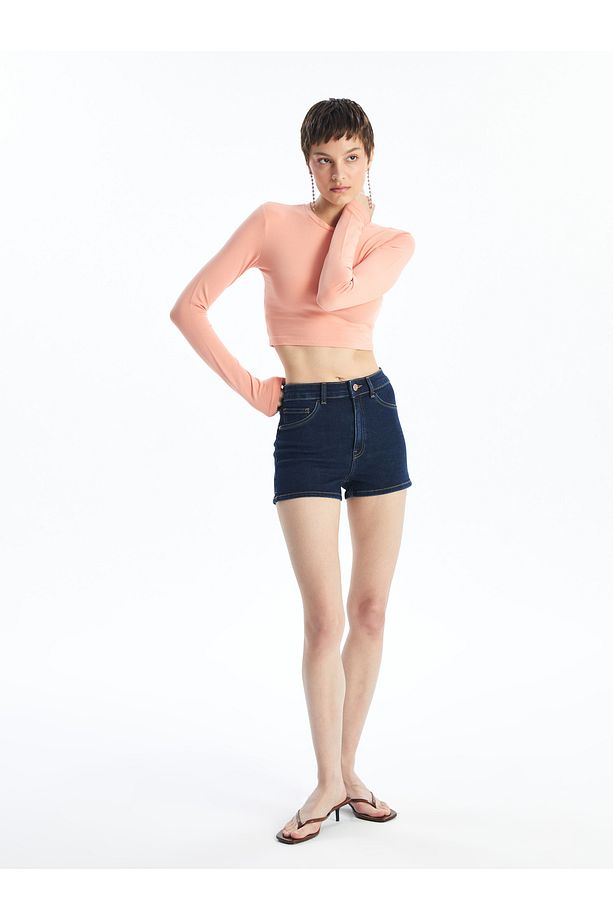 Ekstra Dar Fit Kadın Jean Şort - 1