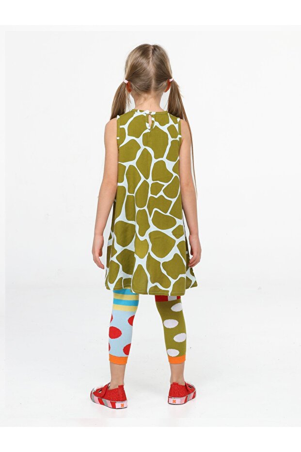 طقم تونيك منقوش باللون الأخضر + جوارب ضيقة - 3