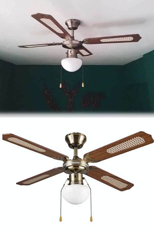 Tavan Vantilatörü Aydınlatmalı Tavan Pervanesi 4 Kanat Kahve 107cm Jb048 - 1
