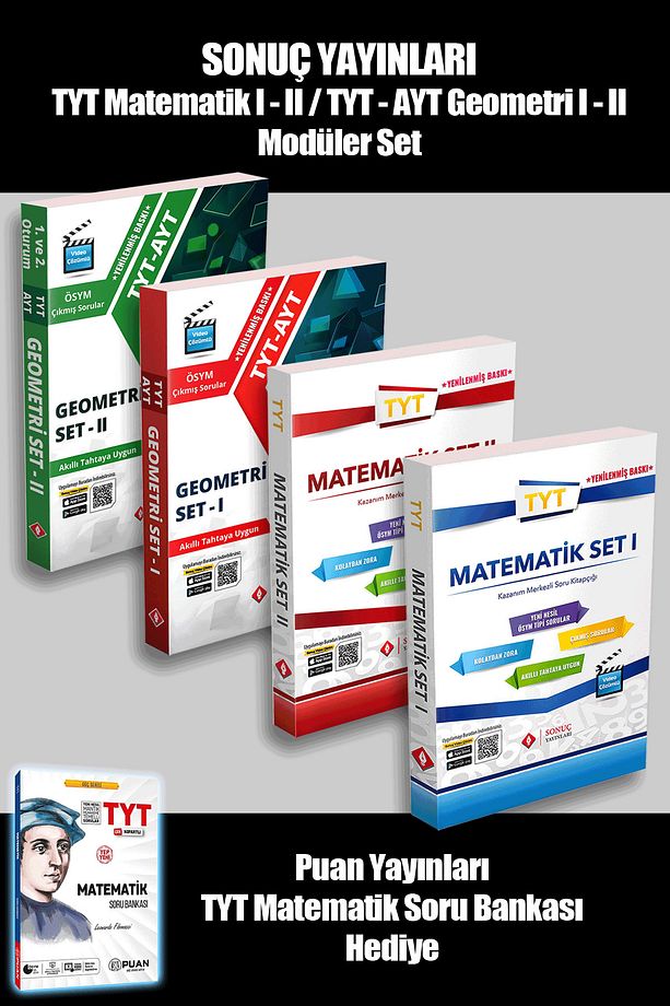 Tyt - Ayt Matematik Geometri Modüler Set 1-2 tüm set güncel baskı 2024-2025 en son baskı hediyeli - 1