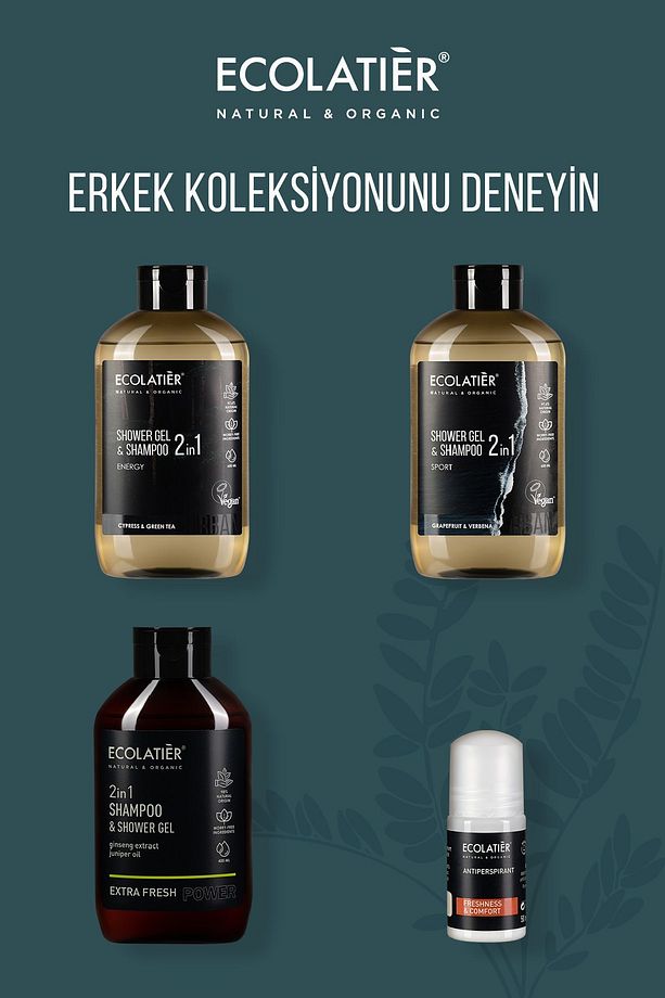 Erkek Saç Ve Vücut Şampuanı 2'si 1 Arada Spor %97,5 Doğal Erkek Şampuanı Ve Duş Jeli, 600 ml X 2 Set - 7