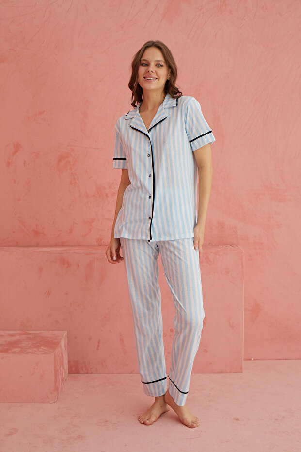 Buttoned Comfortable Pajama Set - 2