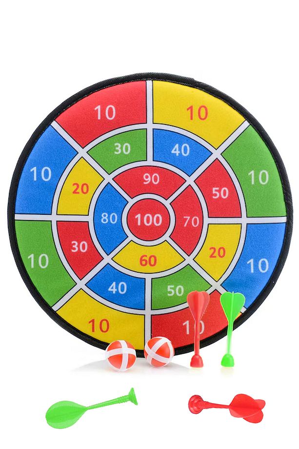 Çocuk Dart Seti 36 cm 4 Dart Oku 2 Top Hedef Oyunu , Dart ile Hassas Oyun Velcro Dart Model 2 - 1