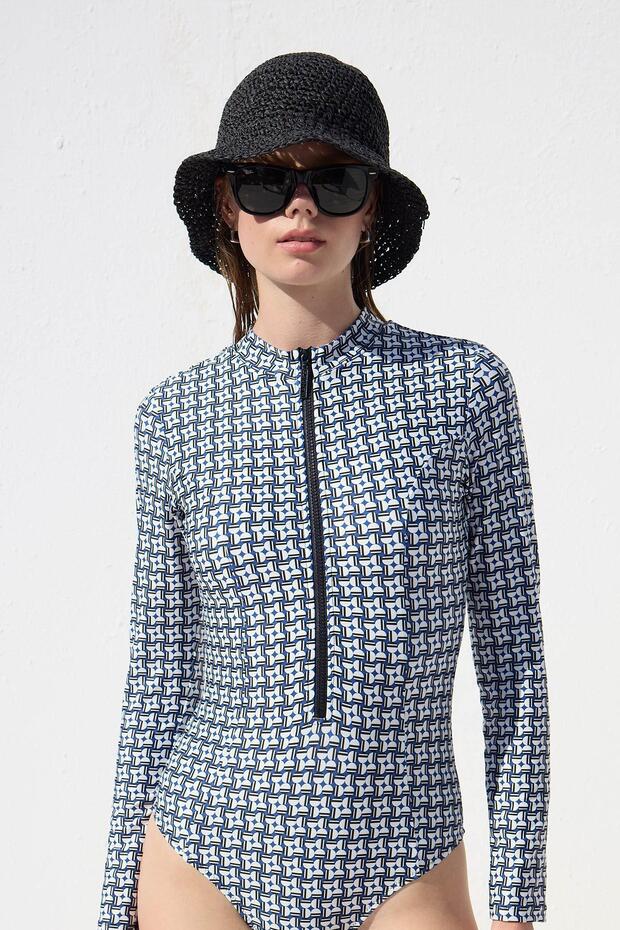 Surfovací plavky na zip s geometrickým vzorem - 5