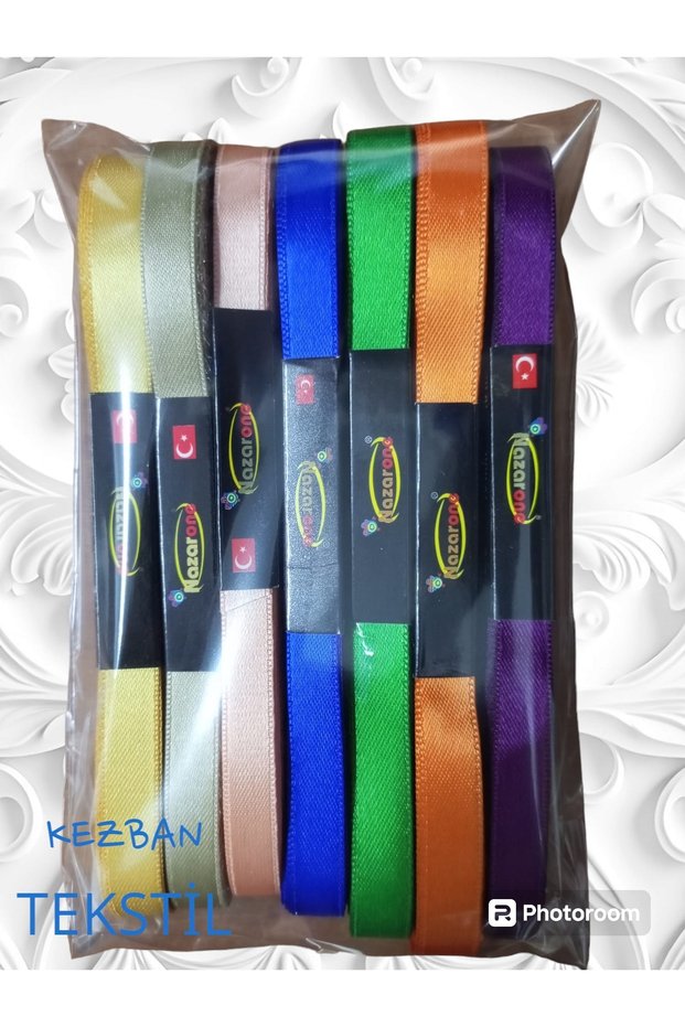 Kezban Textile Satin Ribbons(1 cm) 7 Pcs Assorted Colors